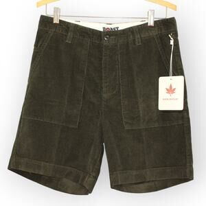 BOAST USA Mens 30 Patch Pocket Corduroy Short Olive Green NWT 7"Inseam